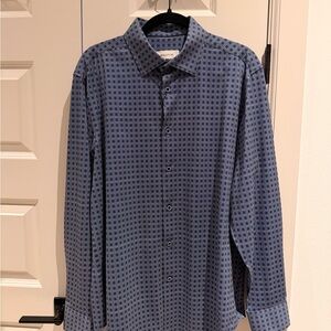 Bugatchi Navy Checkered Button Down Shirt